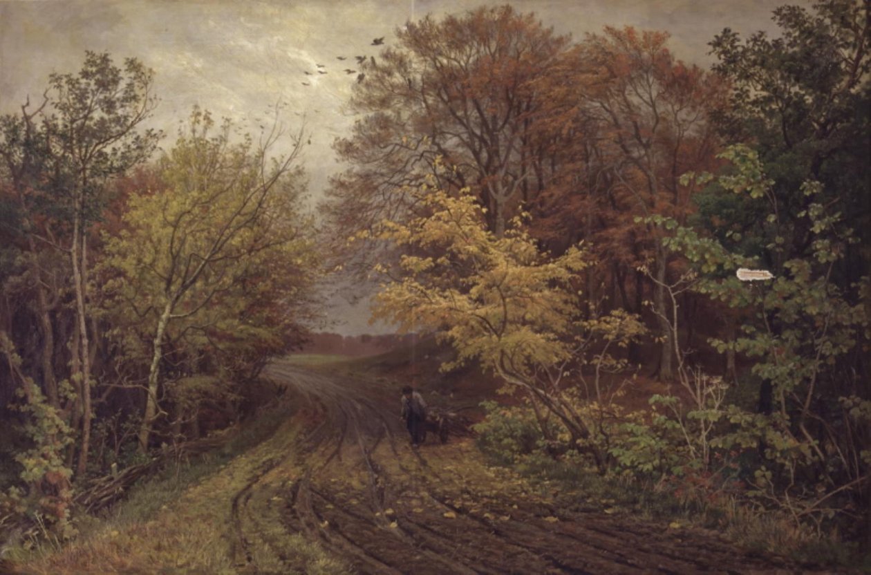 Weg in Borrevejle bos. Oktoberdag door Thorvald Niss