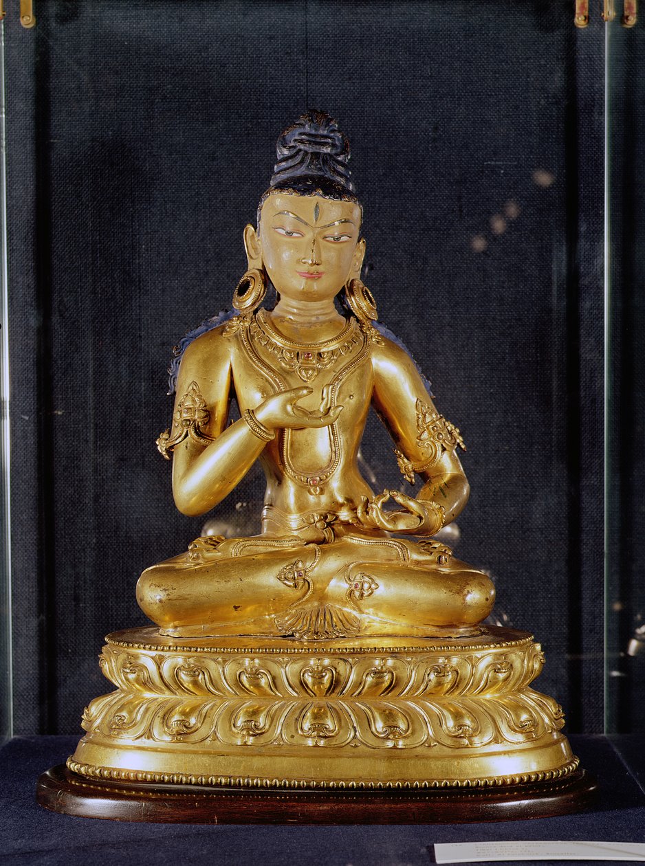 Adibuddha Vajrasattva zittend in meditatie, 15e-16e eeuw door Tibetan School