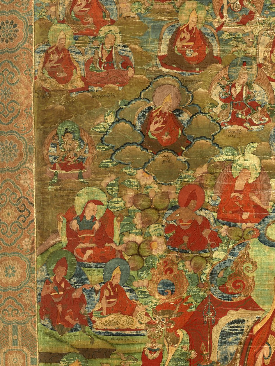 Detail (Derde Panchen Lama Losan Penden Yeshe) door Tibetan School