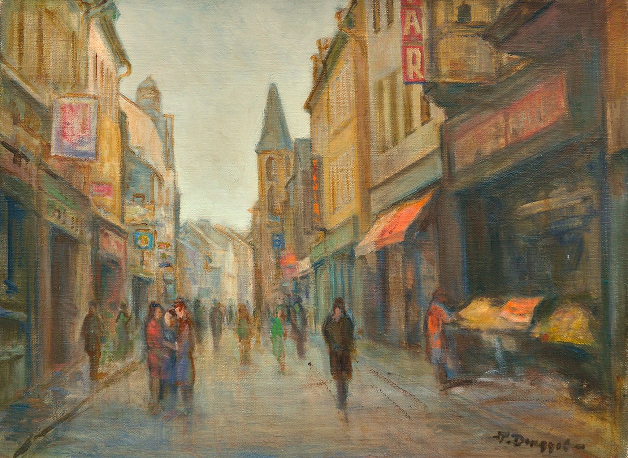Straat in de regen (Parijs) door Tibor Dengyel