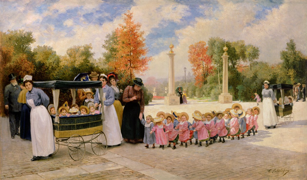 Promenade des Enfants door Timoleon Marie Lobrichon