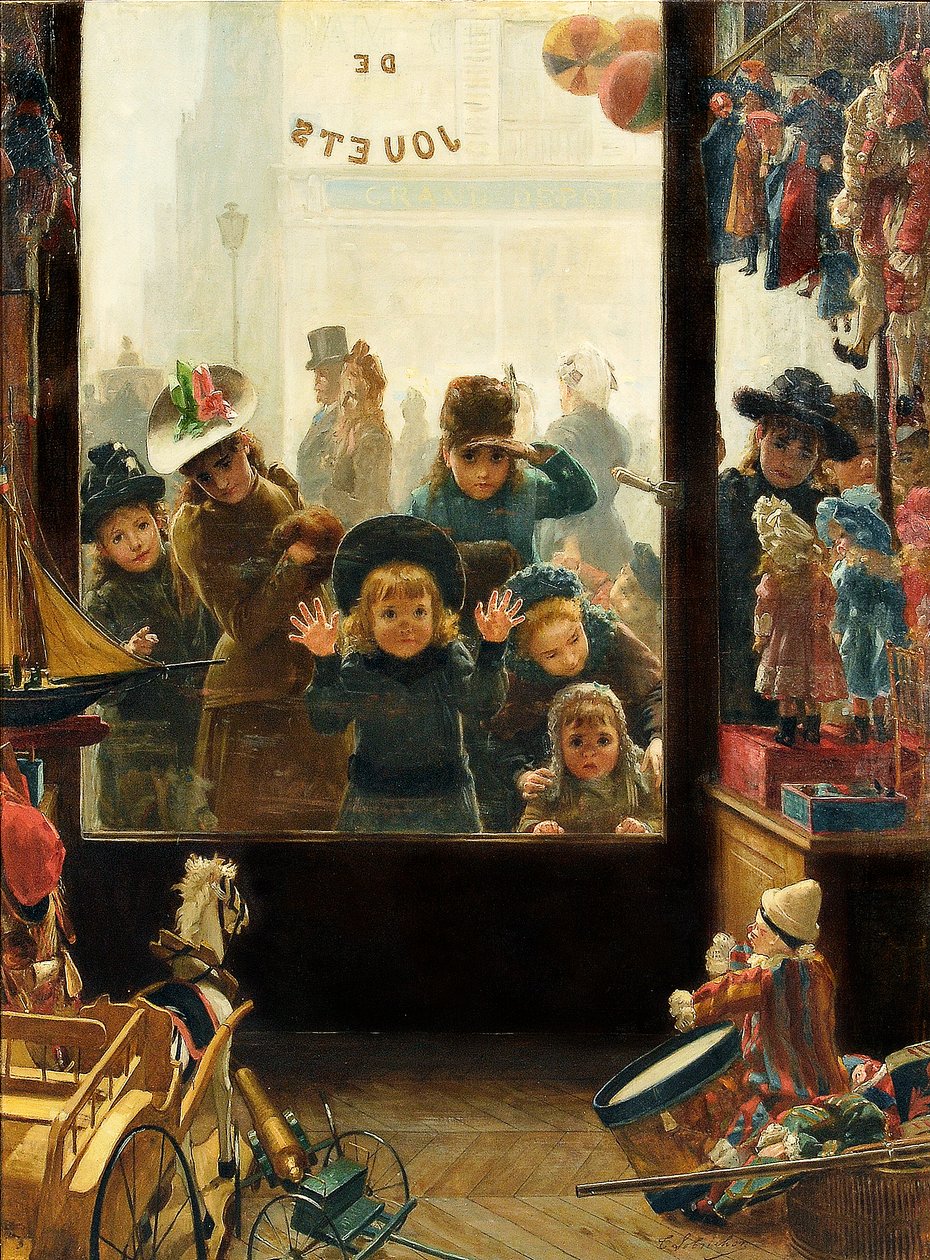Het Etalageraam van de Speelgoedwinkel door Timoleon Marie Lobrichon