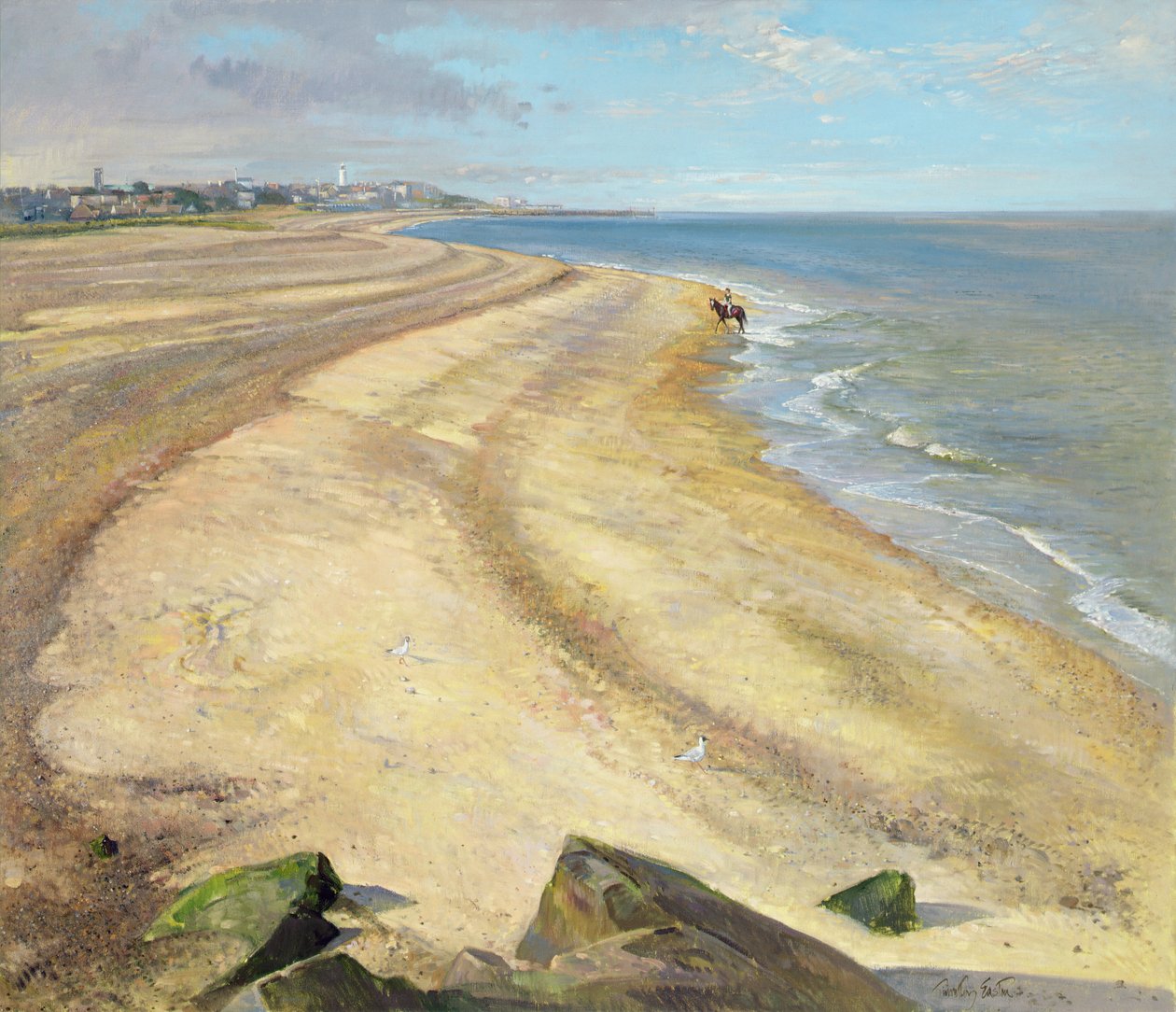 Strandbocht richting Southwold door Timothy Easton