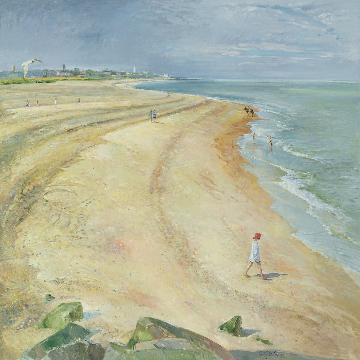 Het kromme strand, Southwold, 1997 door Timothy Easton