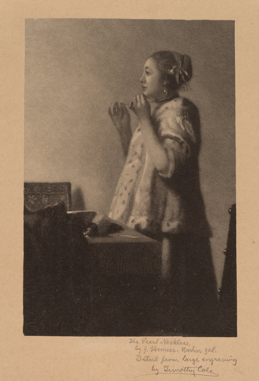 De Parelketting door Timothy Cole after Johannes Vermeer