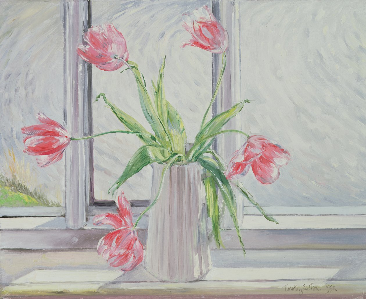 Tulpen Tegen Bewegend Water door Timothy Easton