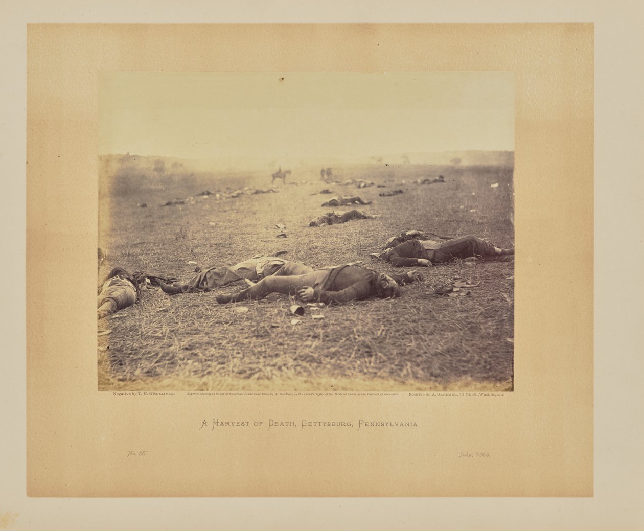 Een oogst des doods, Gettysburg, Pennsylvania door Timothy H. OSullivan