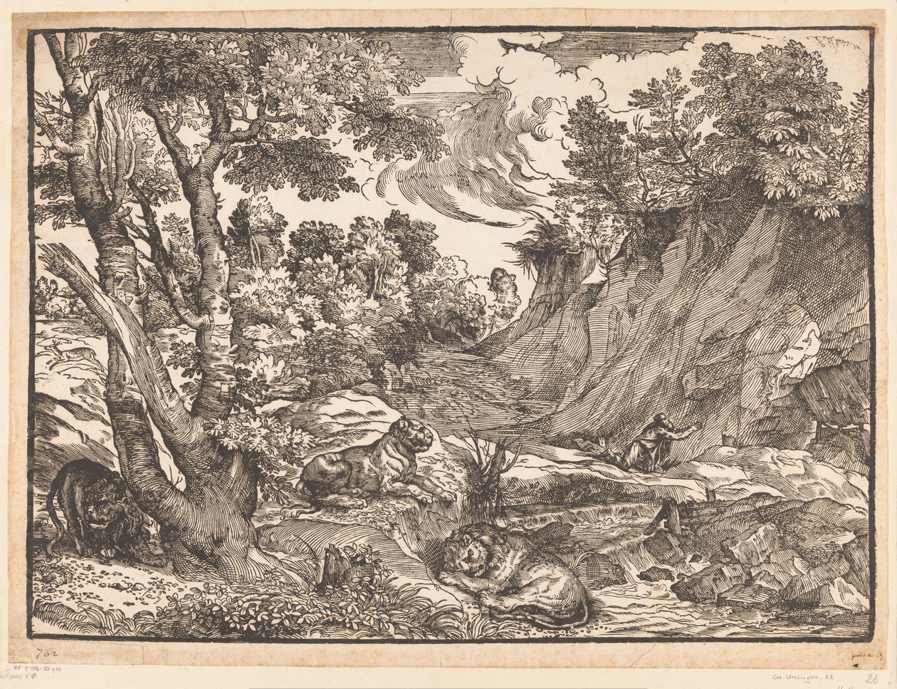 Landschap met de heilige Hieronymus door Titiaan