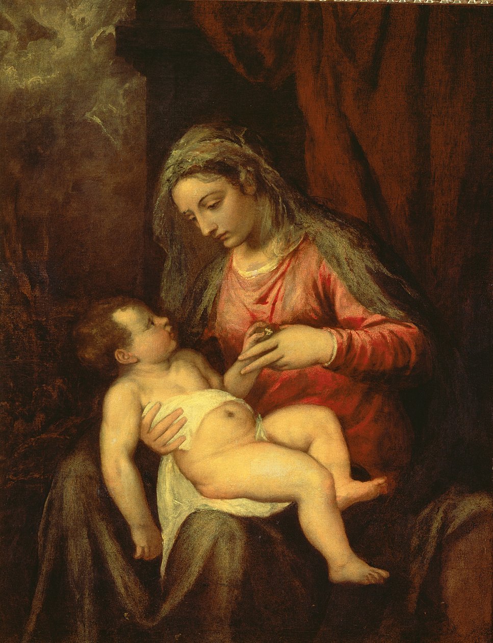 Madonna en Kind door Tiziano Vecelli