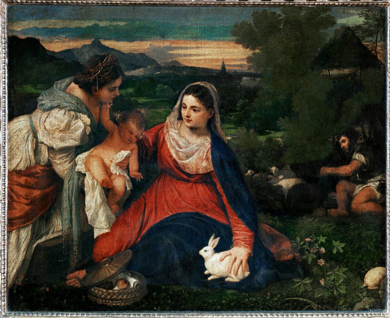 De maagd met een konijn ... door Titian (c.1488 1576)