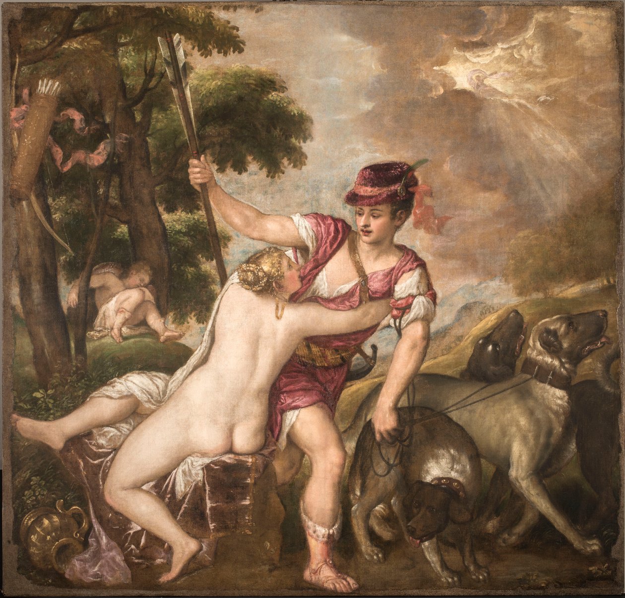 Venus en Adonis, ca. 1560 door Titian