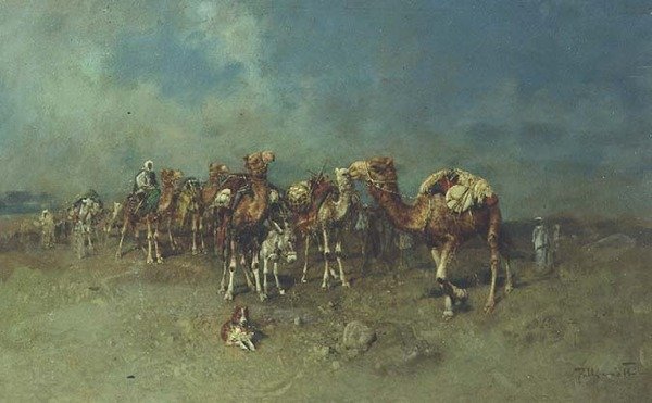 Een Arabische karavaan door Tito Pelliciotti