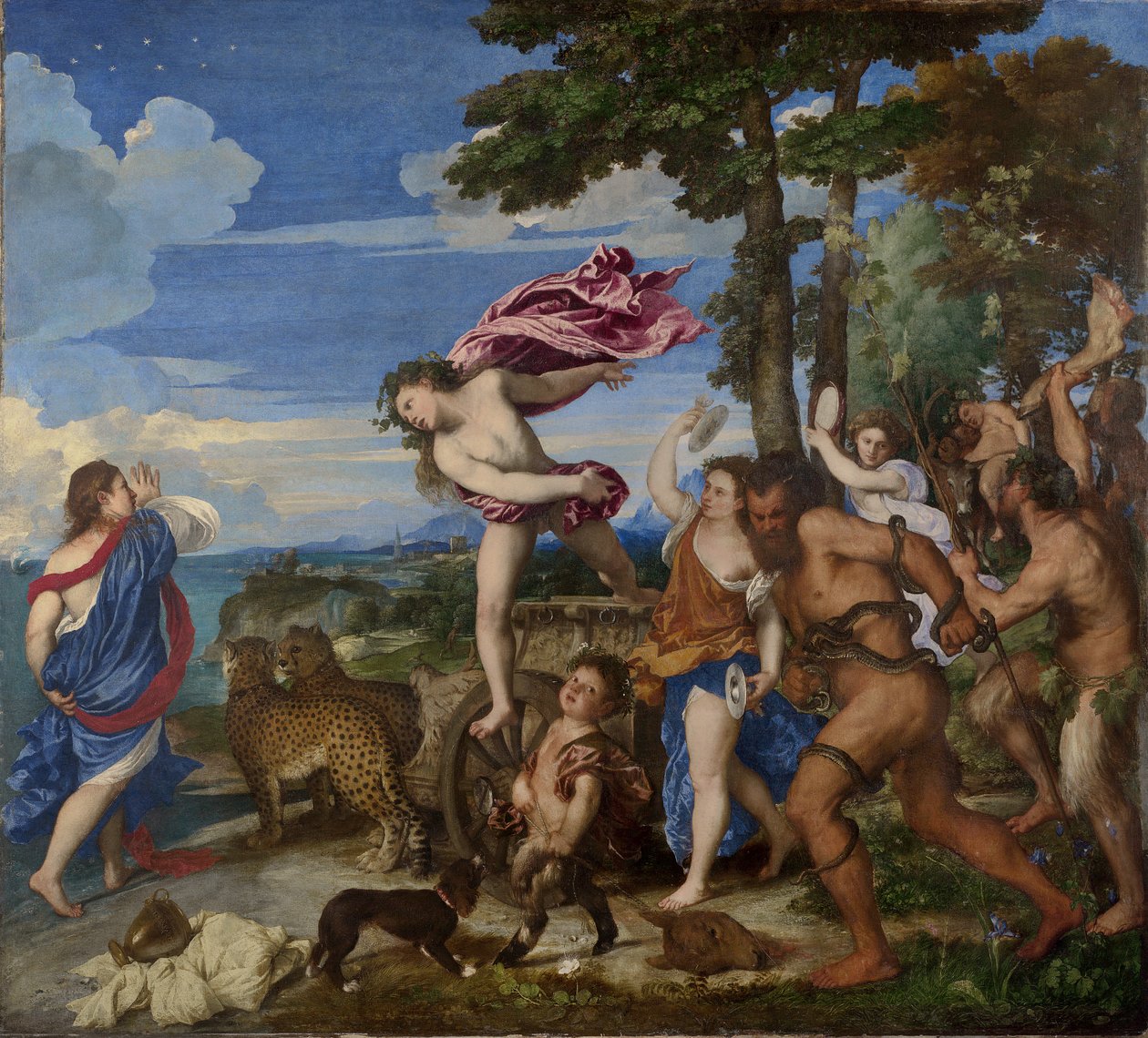 Bacchus en Ariadne, 1520-23 (voor restauratie) door Tiziano Vecelli