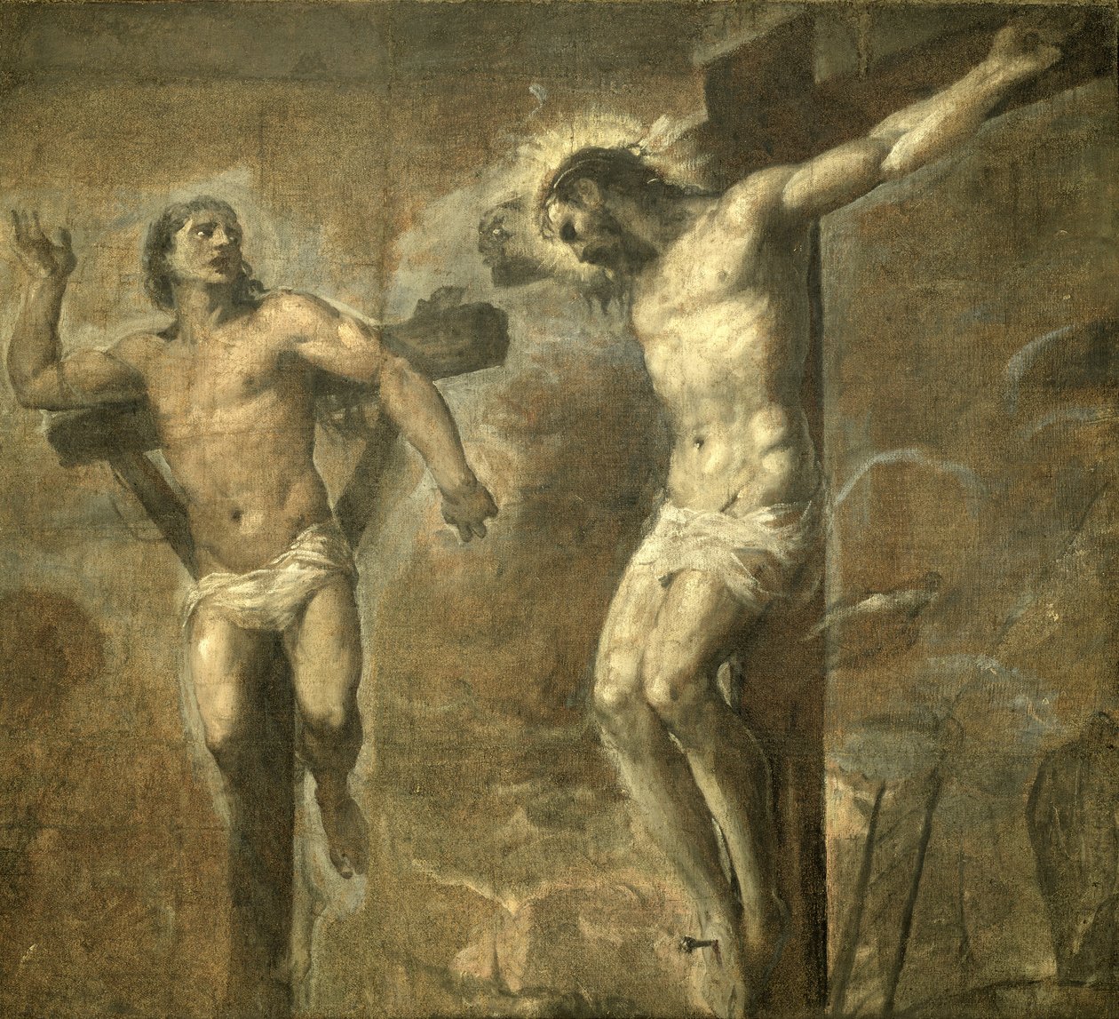 Christus aan het Kruis en de Goede Dief, c.1565 door Tiziano Vecelli