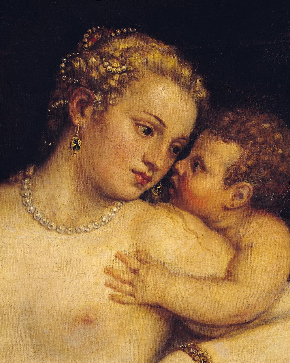 Venus vermaakt zich met liefde en muziek, 1545 (detail) door Tiziano Vecelli