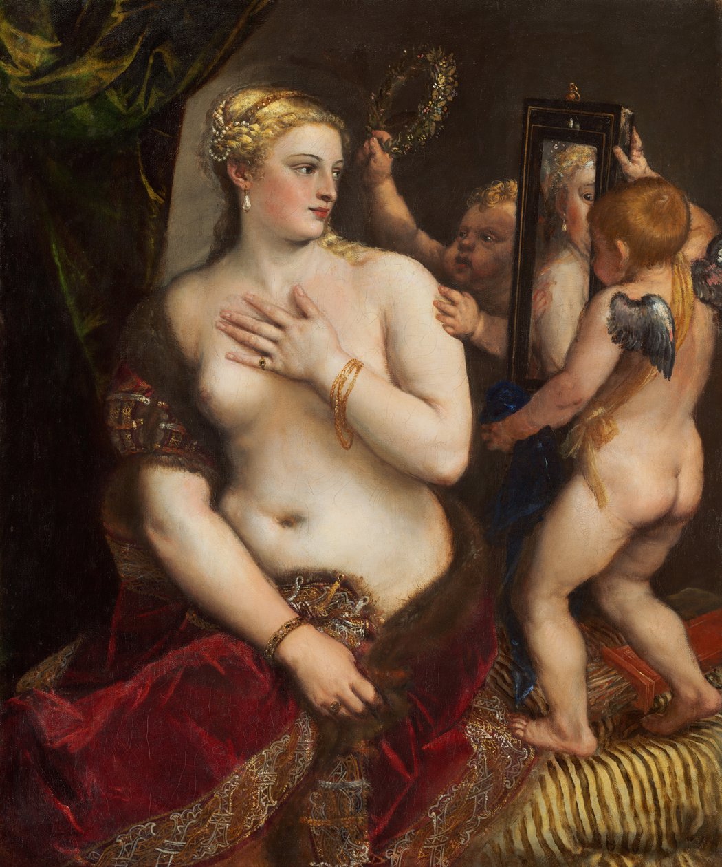 Venus met een spiegel door Tiziano Vecelli