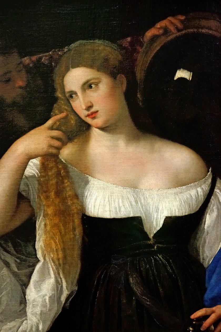 Vrouw met Spiegel door Tiziano Vecelli