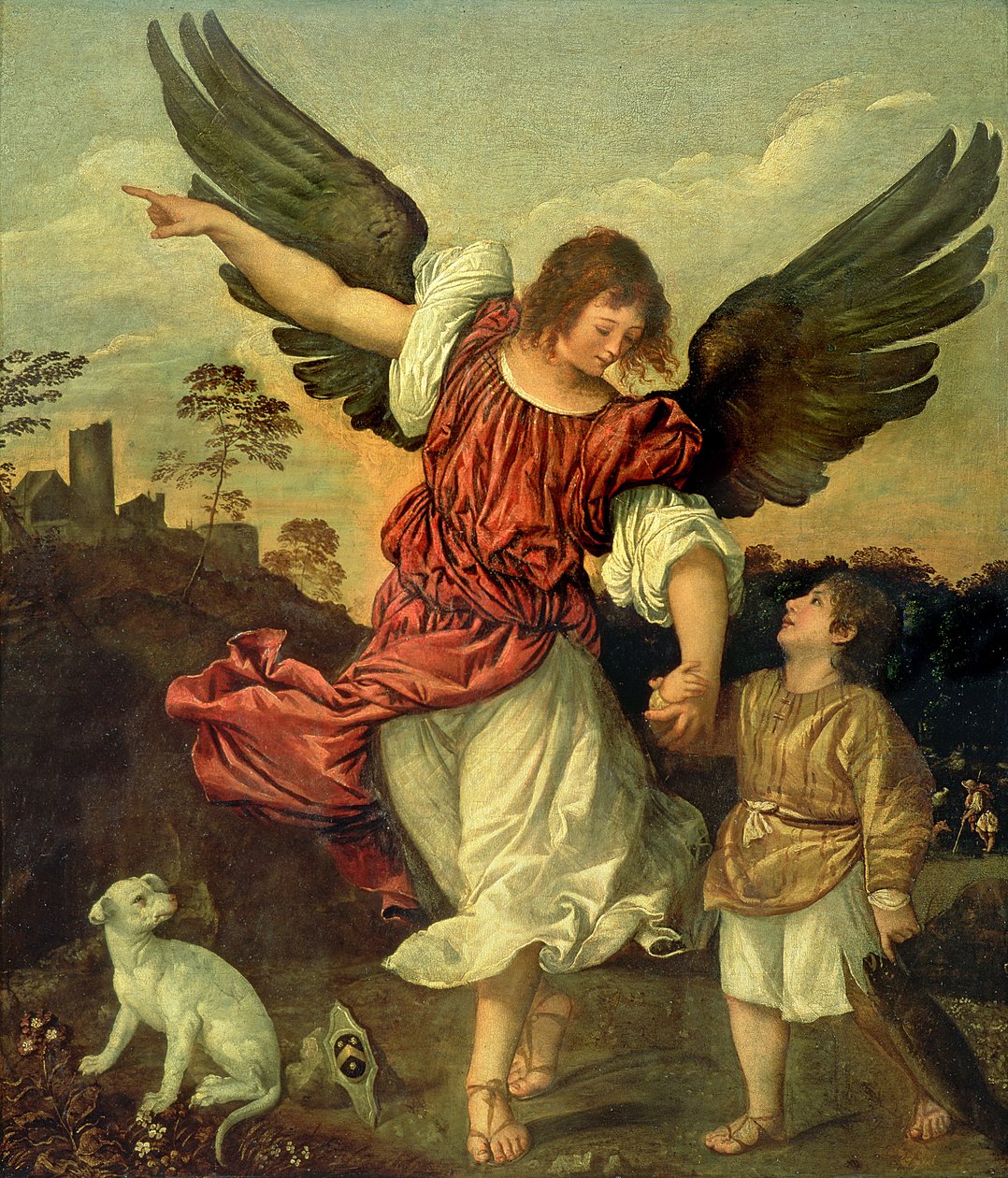 Raphael en Tobias, 1507-8 door Tiziano Vecelli