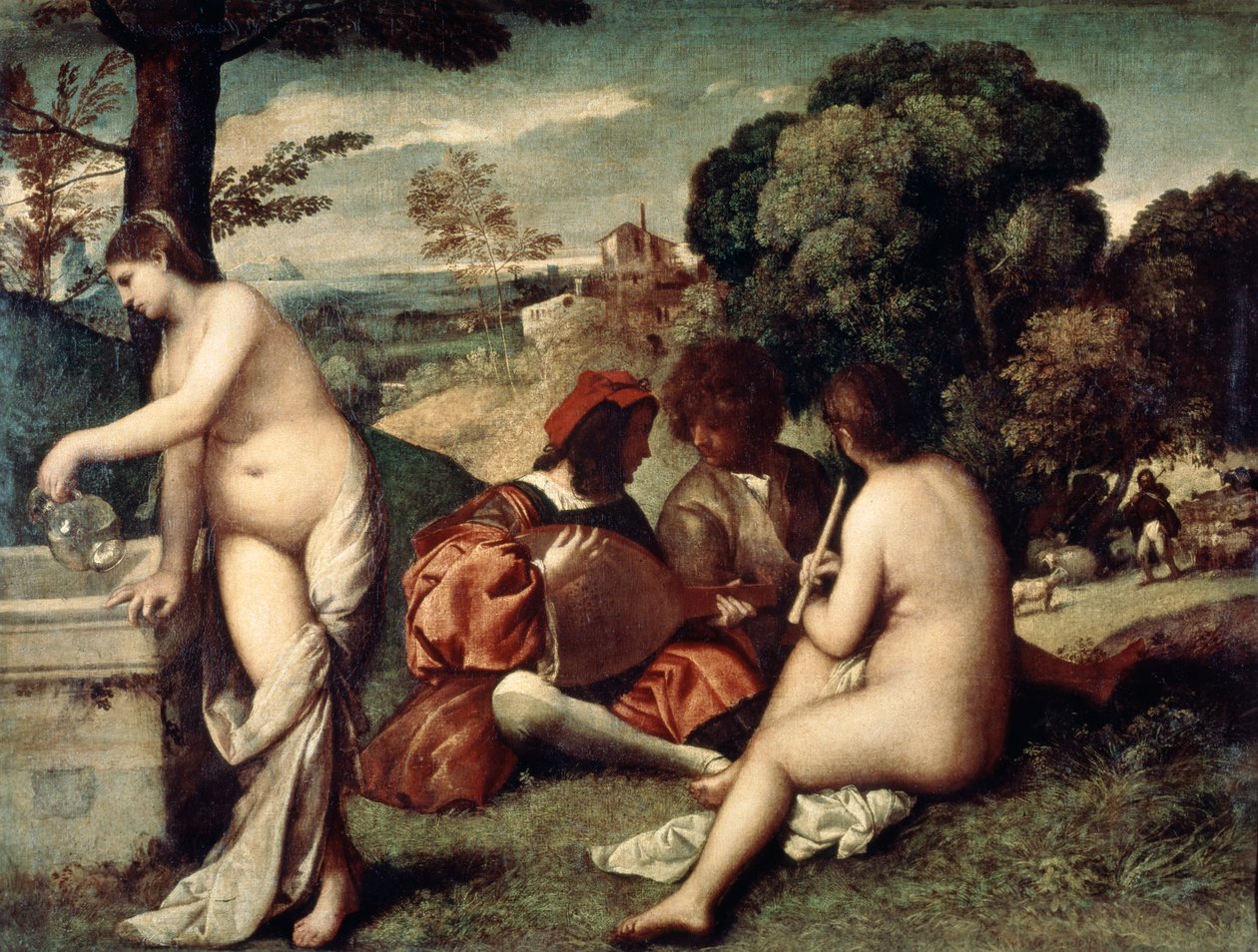 Concert champetre, Het Pastorale Concert, c1510-1511 door Tiziano Vecelli