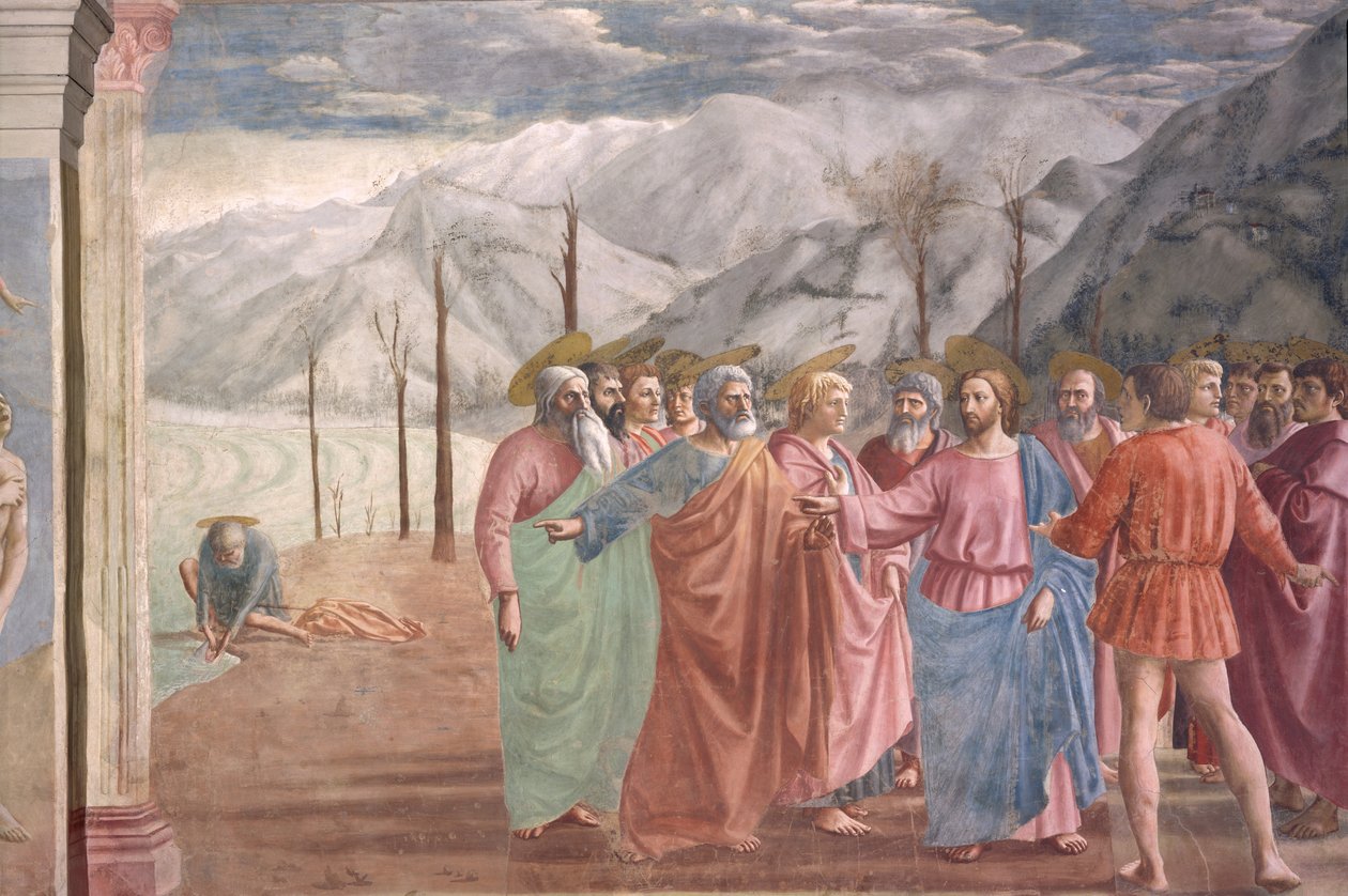 De belastingpenning, uit de Brancacci-kapel, c.1426 (detail) door Tommaso Masaccio