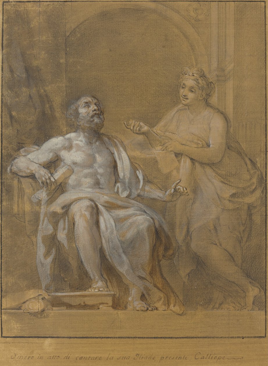 Homerus en Calliope door Tommaso Conca