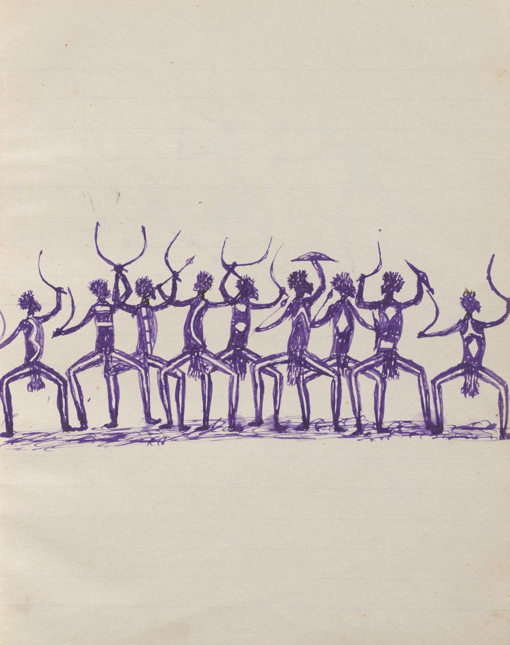 Kwatkwat-mensen - Corroboree (schetsboek van activiteiten van Aboriginals en blanken) door Tommy McRae