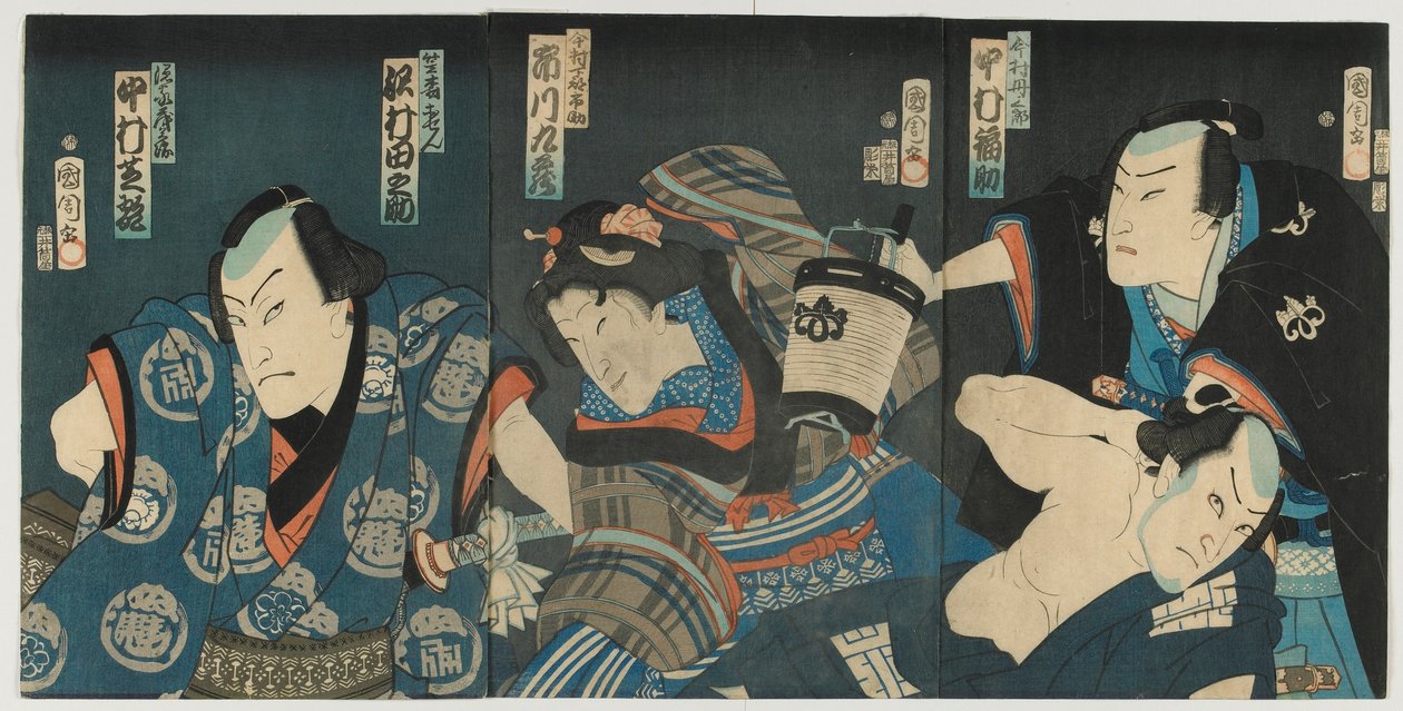 Scène uit een Kabuki-drama, Edo-periode, 1865 door Toyohara Kunichika