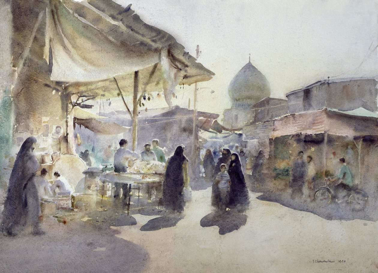 Licht en Schaduw, Shiraz Bazaar, 1994 door Trevor Chamberlain