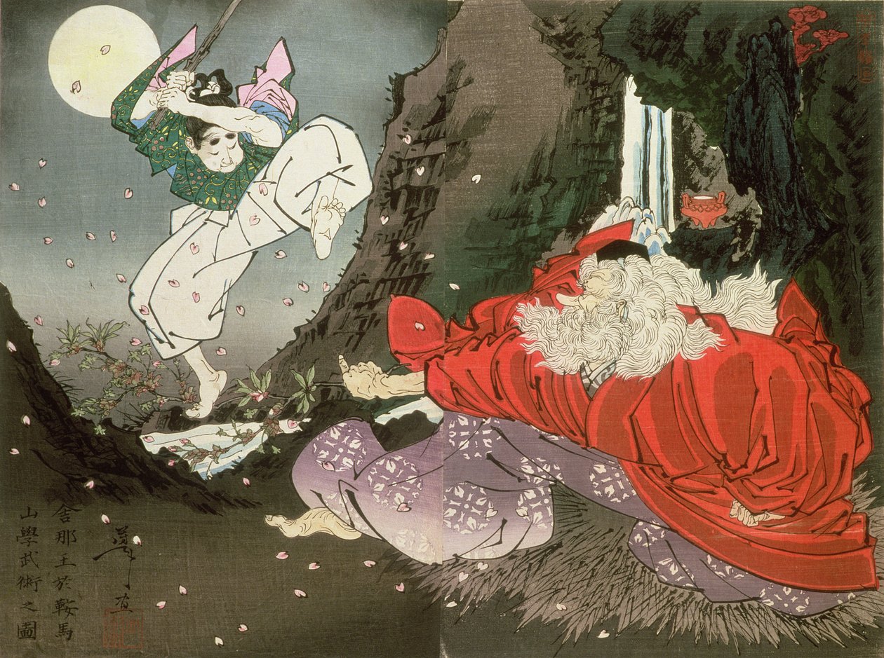 Yoshitsune en de Tengu-koning door Tsukioka Yoshitoshi