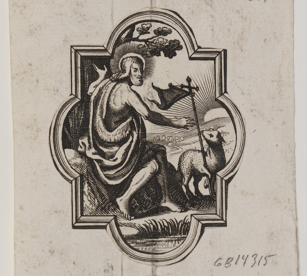 Embleem met Christus en het Lam Gods door Ubekendt