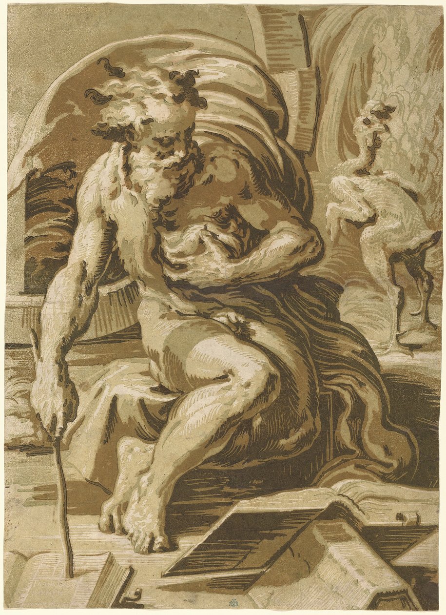 Diogenes door Ugo da Carpi, after Parmigianino