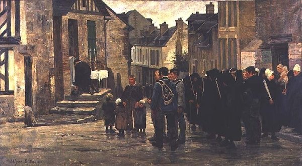 Begrafenis van een Zeeman in Villerville, 1878 door Ulysse Louis Auguste Butin