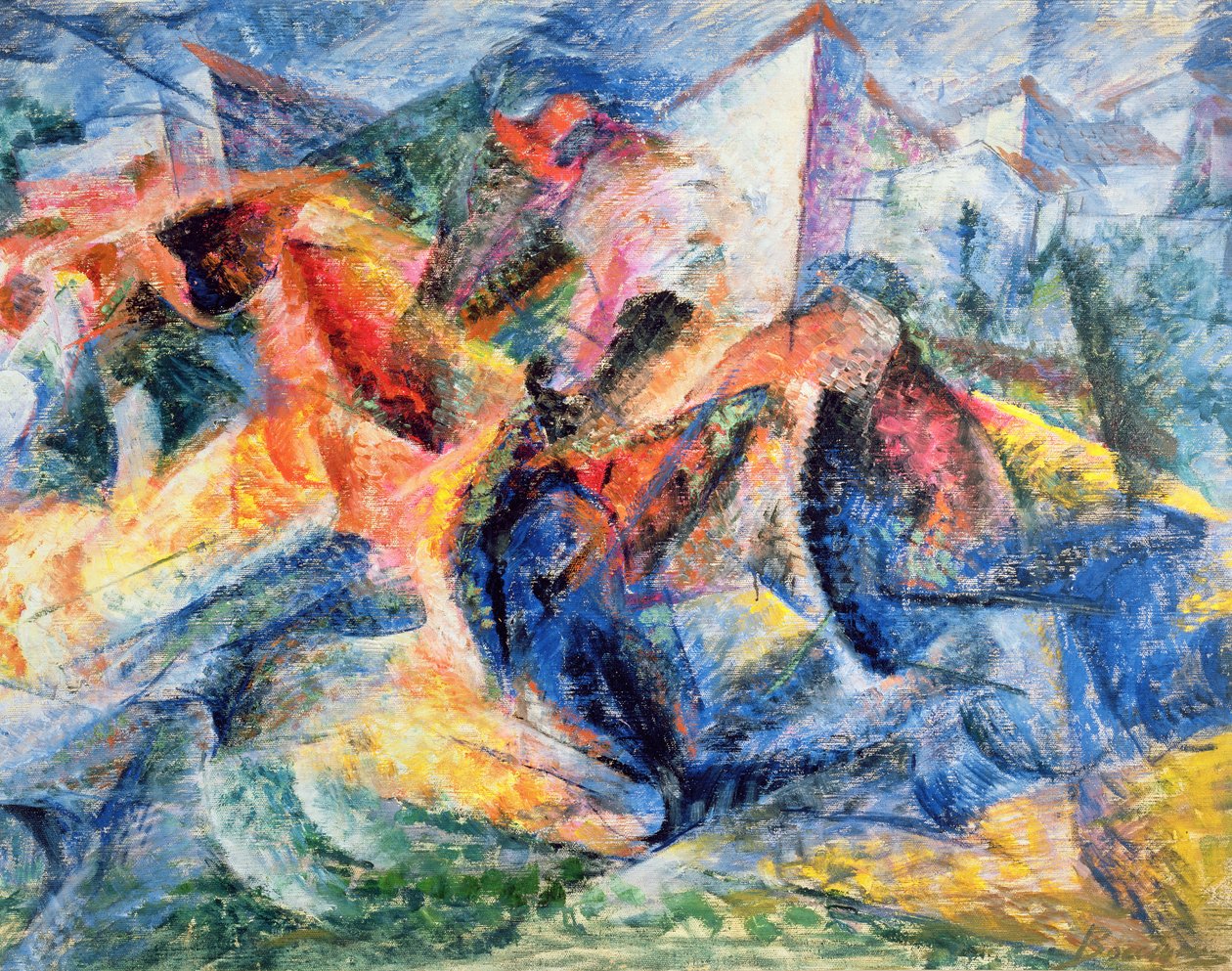 Paard en Ruiter en Gebouwen, 1914 door Umberto Boccioni