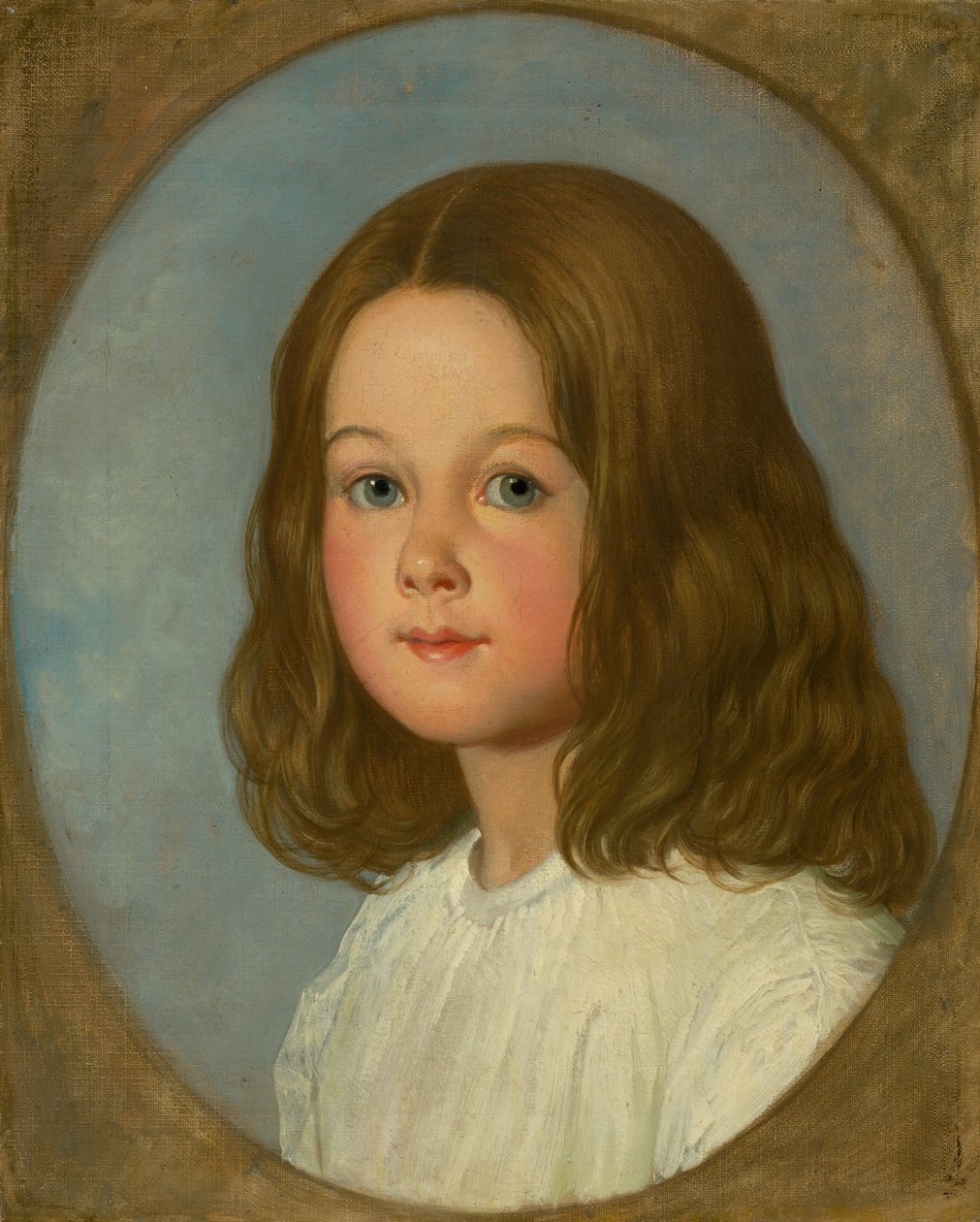 Portret van een meisje met lang haar door Unbekannt Unbekannt