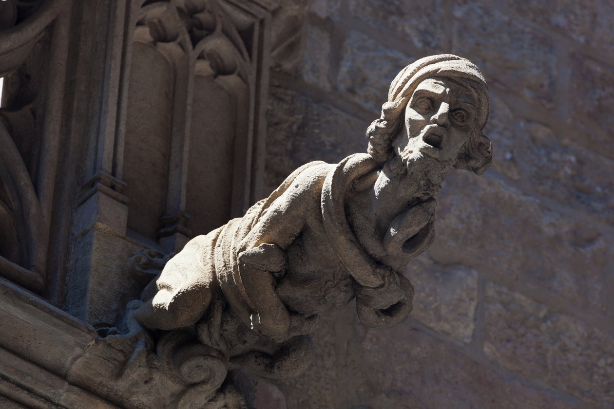 Barcelona, Spanje. Waterspuwer op gebouw in Gotische wijk. door Unbekannt Unbekannt