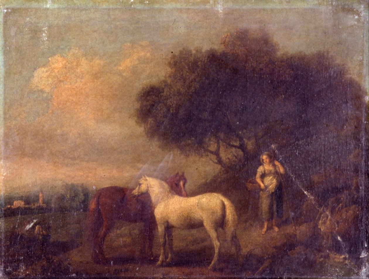 Landschap met paarden door Unbekannt Unbekannt