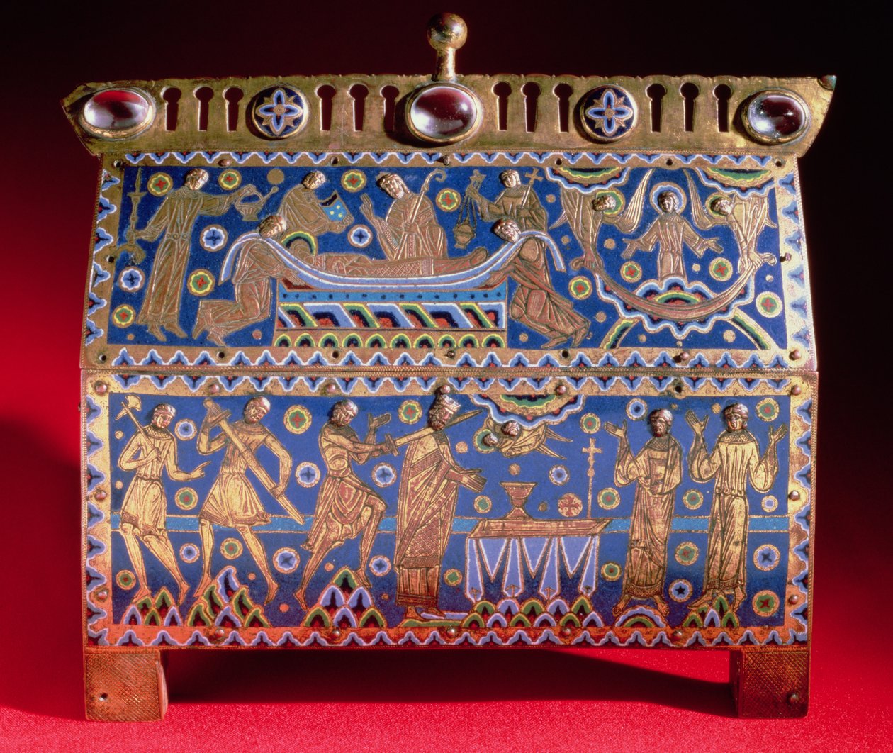 Kist met de overblijfselen van Thomas a Becket (ca. 1118-70), ca. 1190 (goud, lapis lazuli en halfedelstenen) door Unbekannt Unbekannt