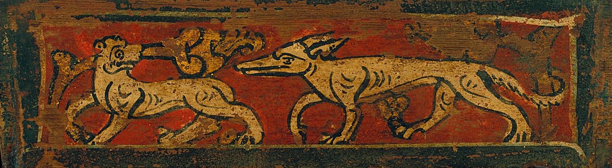 Plafondpaneel met viervoetige dieren en plantmotieven door Unbekannt Unbekannt