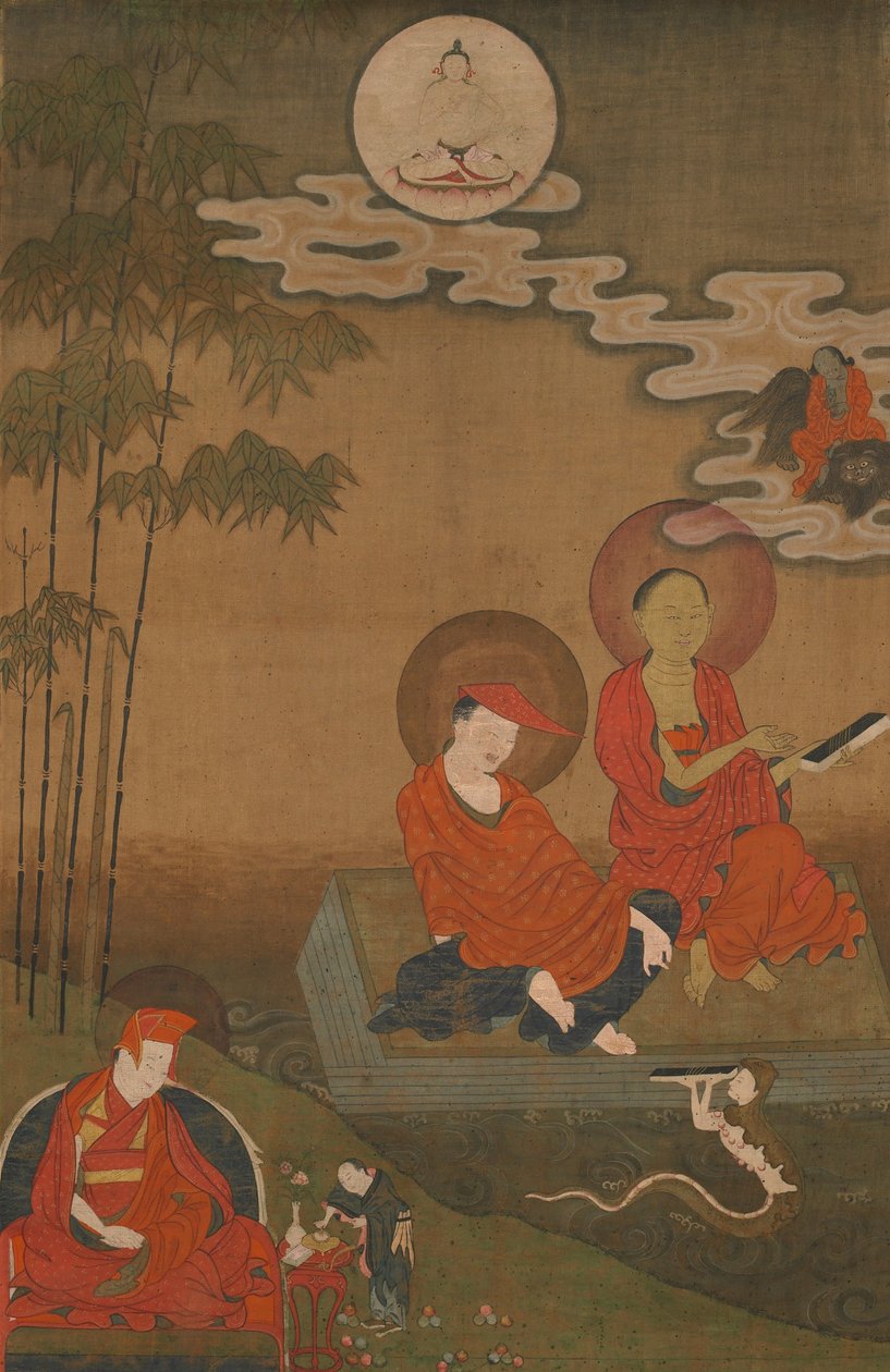 Nagarjuna en Aryadeva als twee grote Indiase boeddhistische geleerden door Unbekannt Unbekannt