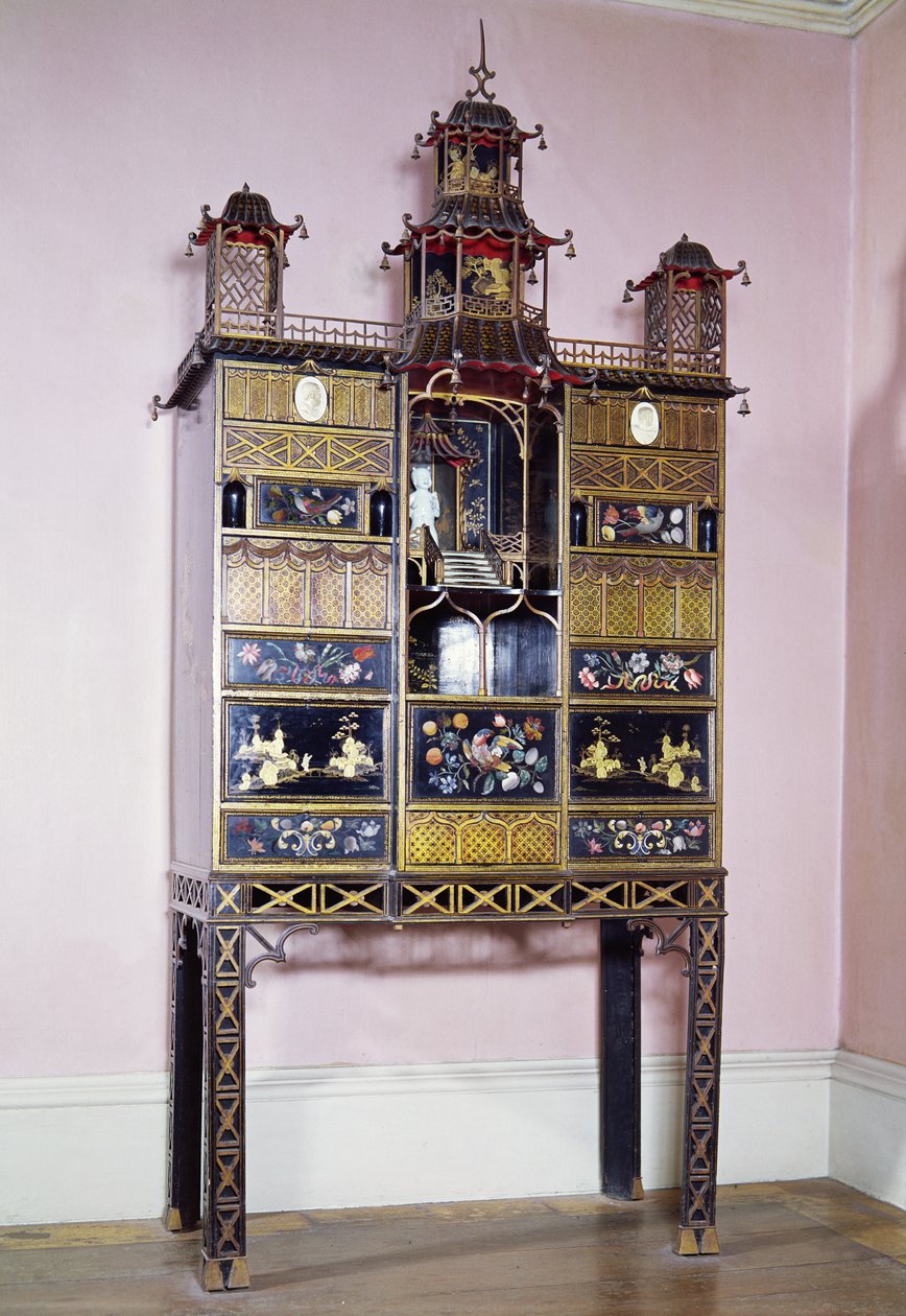 Pagodekast in de stijl van Thomas Chippendale, Europees lakwerk, midden 18e eeuw door Unbekannt Unbekannt
