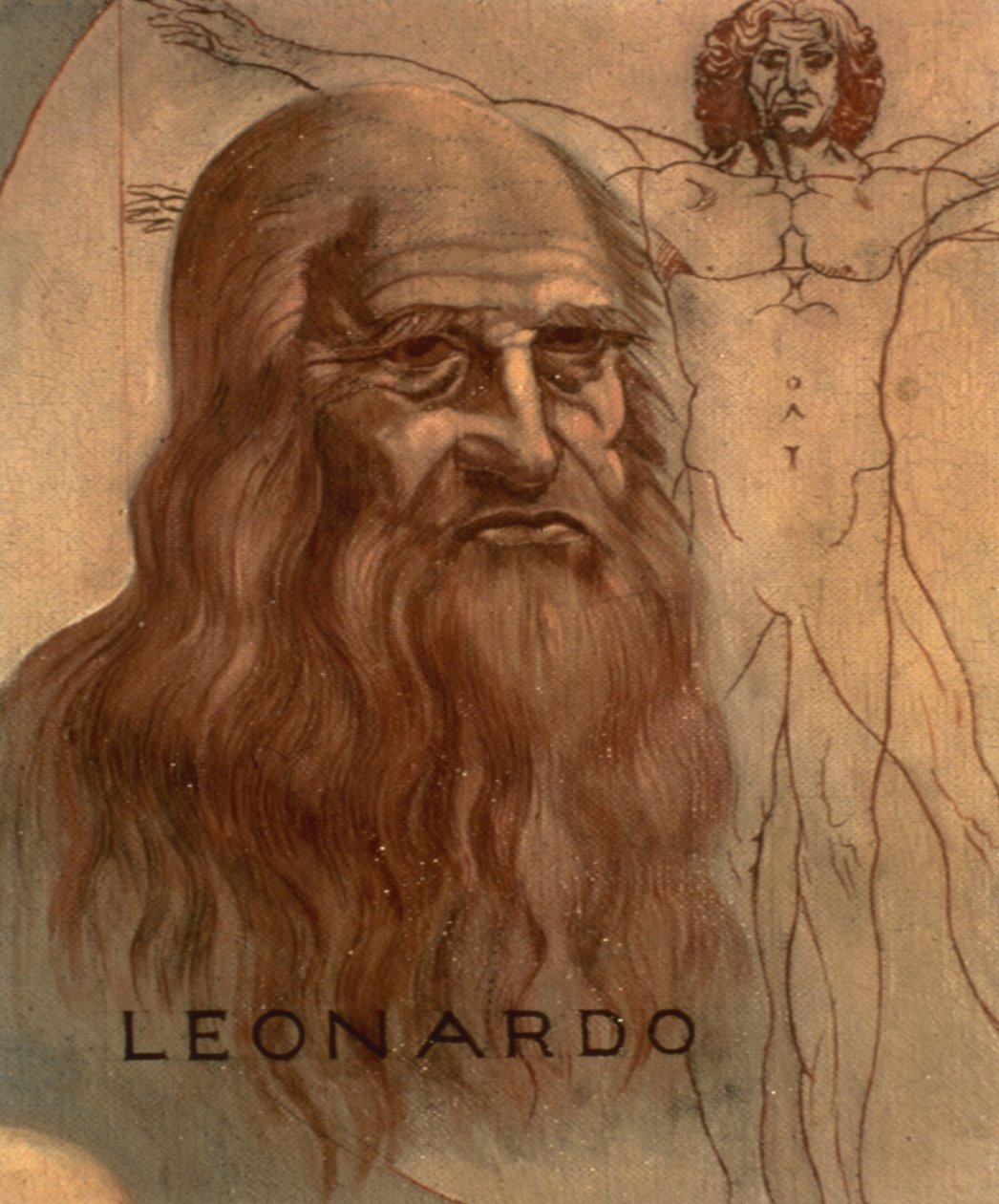 Portret van Leonardo da Vinci met zijn 