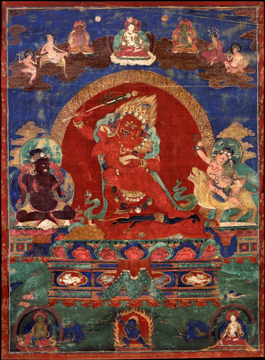 Rode Yamari geflankeerd door Virupa en Dombi Heruka door Unbekannt Unbekannt