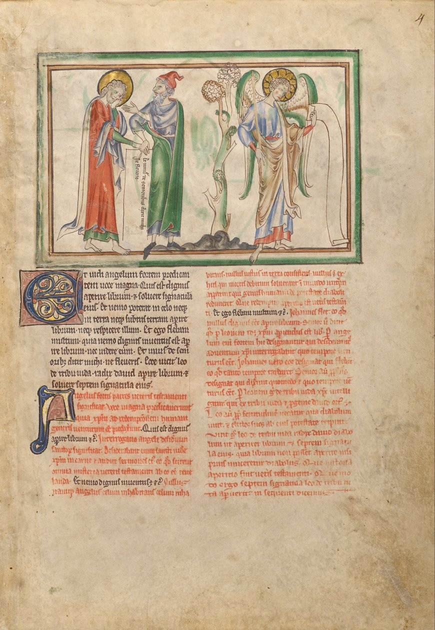Sint Johannes de Evangelist Getroost door een Ouderling en een Engel met een Rol door Unbekannt Unbekannt