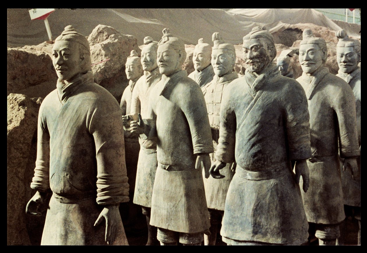 Terracotta Leger, Qin Dynastie, 210 v.Chr.; krijgers (detail) door Unbekannt Unbekannt