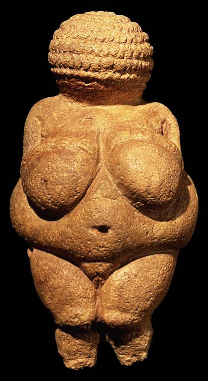 De Venus van Willendorf, vruchtbaarheidssymbool, prehistorisch beeldhouwwerk door Unbekannt Unbekannt