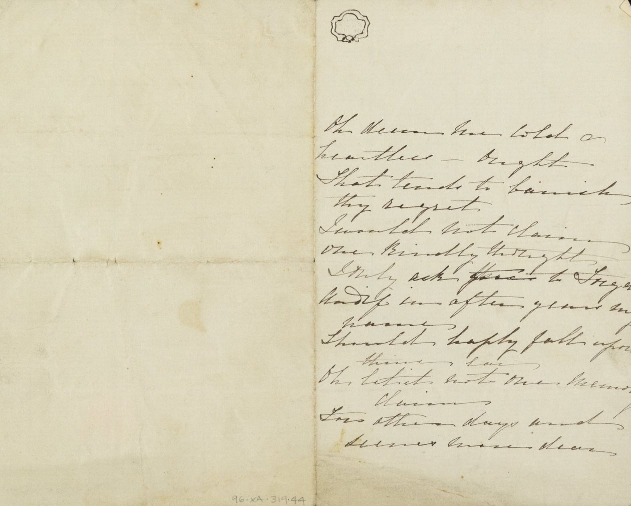 Onbekende maker, Brits, actief in India rond 1843 - (Brief of Gedicht) door Unbekannt Unbekannt