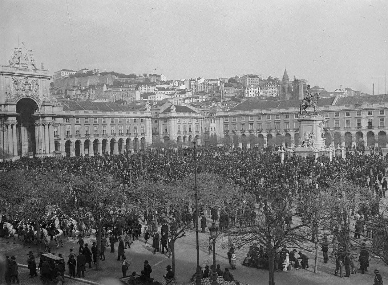 Overwinningsvieringen op het Praca do Comercio, Lissabon, 1918 door Unbekannt Unbekannt
