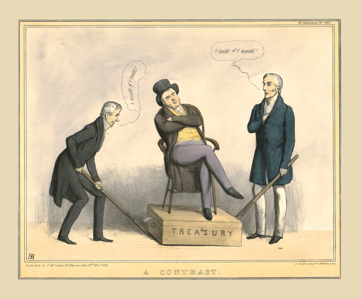 Een contrast, ca. 1838 door Unbekannt