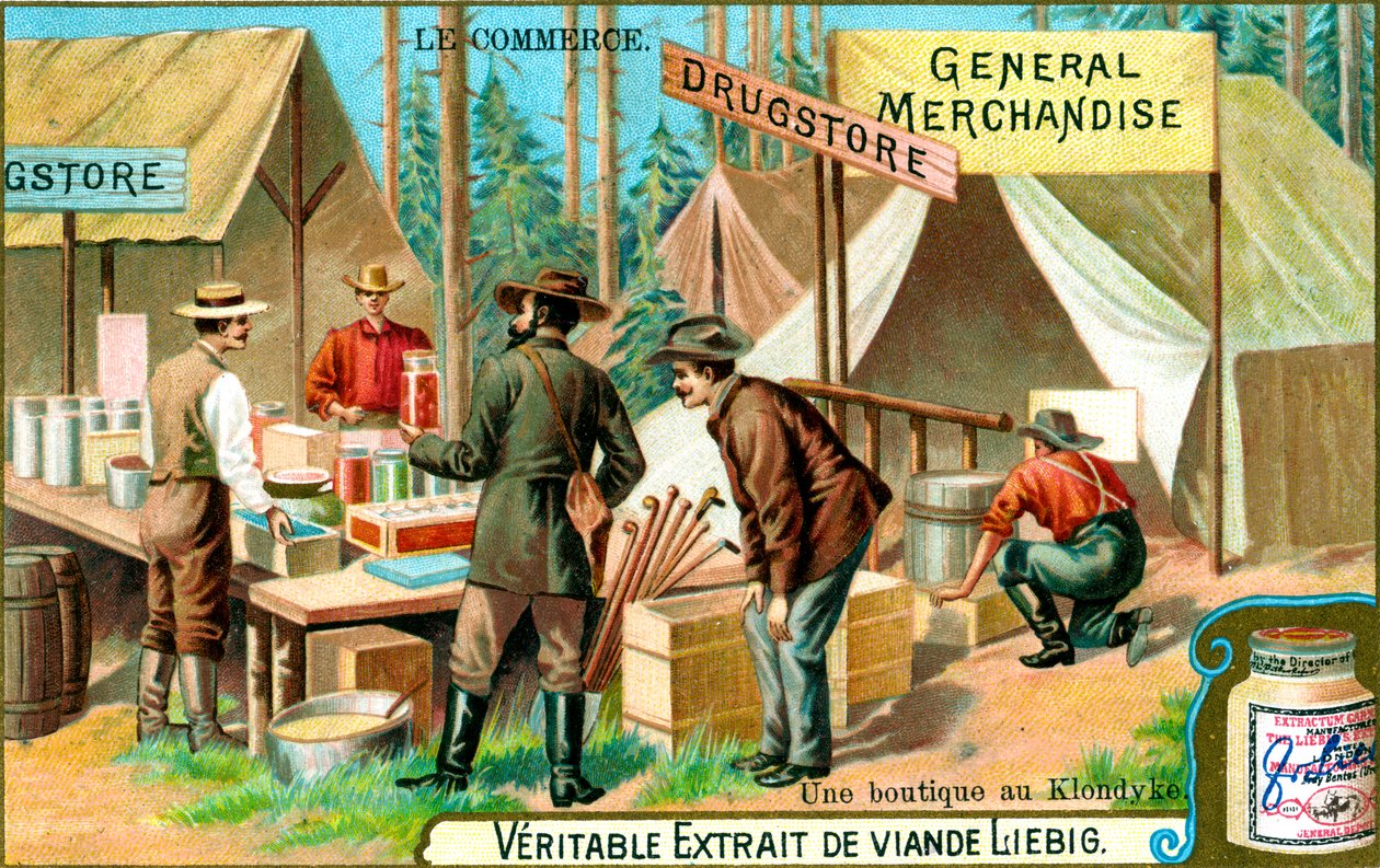 Een winkel in Klondyke, ca. 1900 door Unbekannt