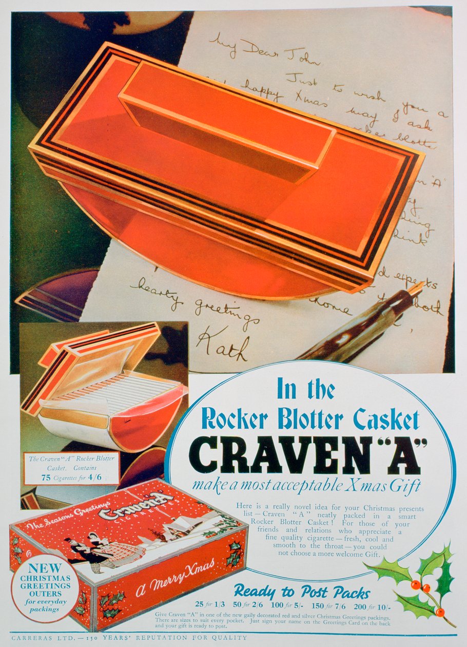 Advertentie voor Craven A sigaretten door Unbekannt